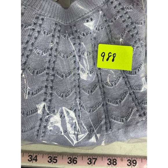 Ann Taylor Loft Women's Long Sleeve Blue Knit Sweater Open Fan Pattern Size S - Picture 10 of 10